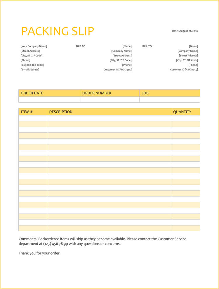 excel shipping template
